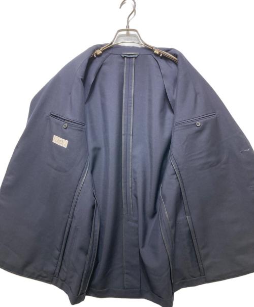HERMES（エルメス）HERMES モヘア混 レザーエルボーパッチ 2Bテーラードジャケット G19814 / ノッチドラペル / 本切羽 / 背抜き / 襟レザー /  レザーポケット / 裏地レザーパイピング ネイビー サイズ:50(Drop 8R)の古着・服飾アイテム