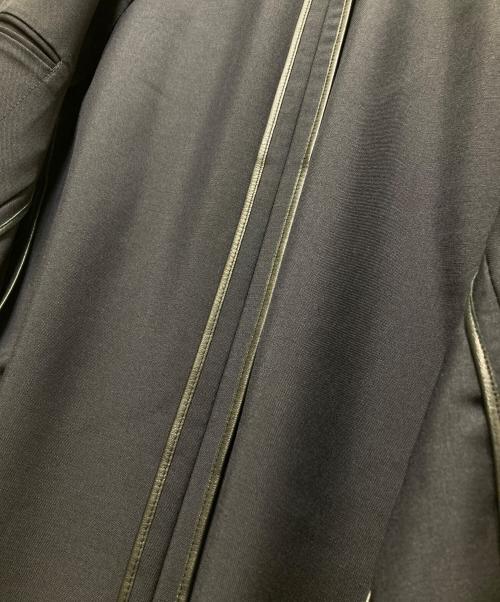HERMES（エルメス）HERMES モヘア混 レザーエルボーパッチ 2Bテーラードジャケット G19814 / ノッチドラペル / 本切羽 / 背抜き / 襟レザー /  レザーポケット / 裏地レザーパイピング ネイビー サイズ:50(Drop 8R)の古着・服飾アイテム
