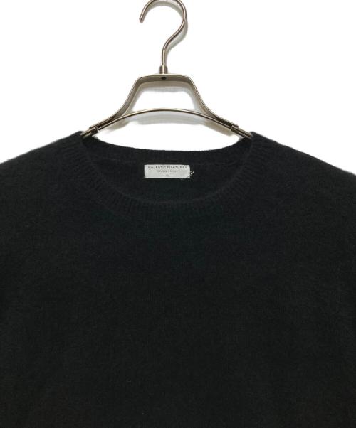 MAJESTIC FILATURES HOMME（マジェスティックフィラチュールオム）MAJESTIC FILATURES HOMME (マジェスティックフィラチュールオム) ラクーンナイロン クルーネック プルオーバーニット ブラック サイズ:XLの古着・服飾アイテム