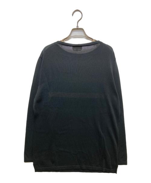 HERMES（エルメス）HERMES (エルメス) フロントボーダー コットンニット ブラック サイズ:Lの古着・服飾アイテム