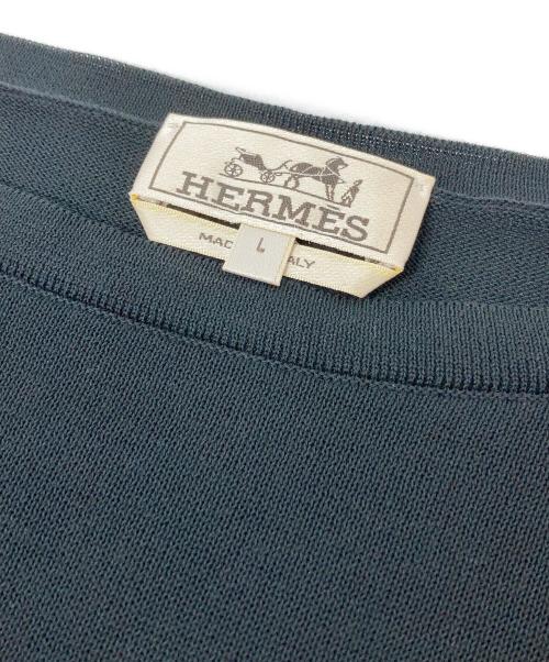 HERMES（エルメス）HERMES (エルメス) フロントボーダー コットンニット ブラック サイズ:Lの古着・服飾アイテム