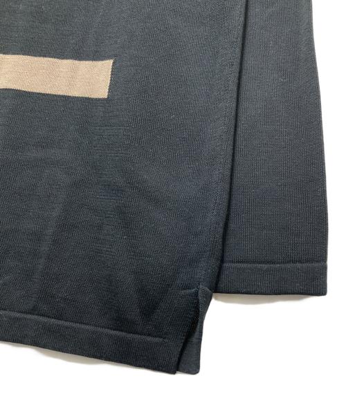 HERMES（エルメス）HERMES (エルメス) フロントボーダー コットンニット ブラック サイズ:Lの古着・服飾アイテム