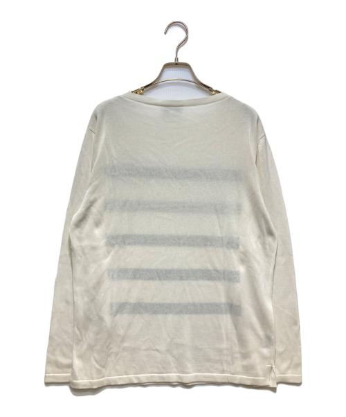 HERMES（エルメス）HERMES (エルメス) フロントボーダー コットンニット ホワイト サイズ:Lの古着・服飾アイテム