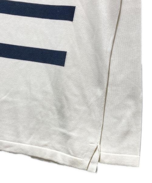 HERMES（エルメス）HERMES (エルメス) フロントボーダー コットンニット ホワイト サイズ:Lの古着・服飾アイテム