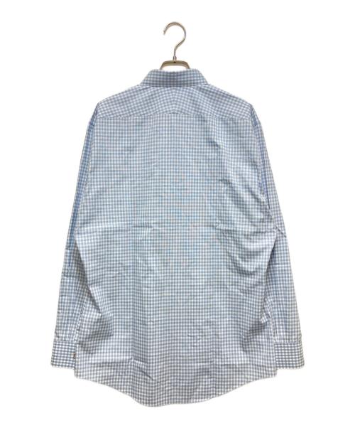 HERMES（エルメス）HERMES (エルメス) ギンガムチェック ボタンダウンシャツ / セリエカフスボタン スカイブルー サイズ:41 (16 1/2)の古着・服飾アイテム