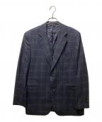 HERMESエルメス）の古着「チェック柄 カシミヤ×ウール 2Bテーラードジャケット」｜ネイビー