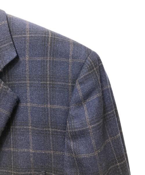 HERMES（エルメス）HERMES (エルメス) チェック柄 カシミヤ×ウール 2Bテーラードジャケット ネイビー サイズ:52の古着・服飾アイテム