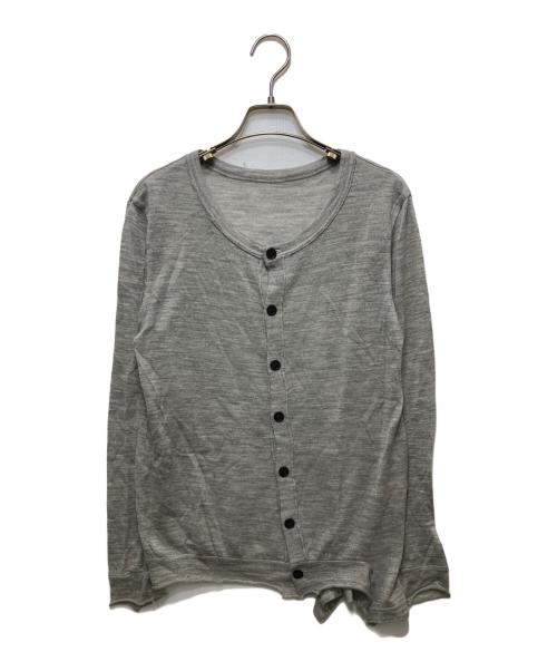 Y's（ワイズ）Y's (ワイズ) ウール丸首カーディガン YD-T77-172 /アシンメトリー  グレー サイズ:2の古着・服飾アイテム