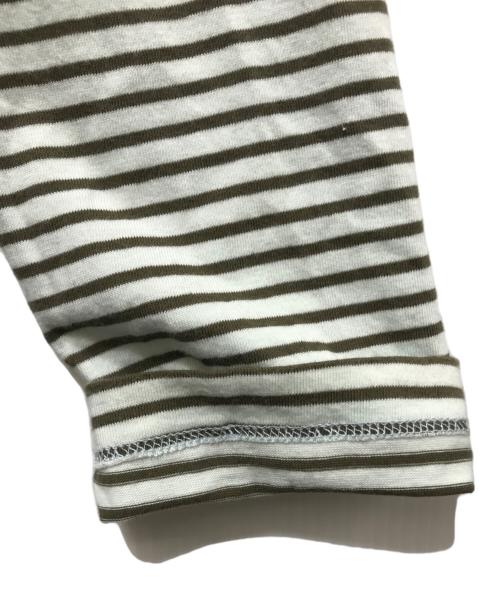 MM6 Maison Margiela（エムエムシックスメゾンマルジェラ）MM6 Maison Margiela Asymmetric Stripe Stretch-cotton T-shirt(アシンメトリ―ストライプストレッチコットンＴシャツ）S52NC0220 S23587 グリーン サイズ:Ｓの古着・服飾アイテム