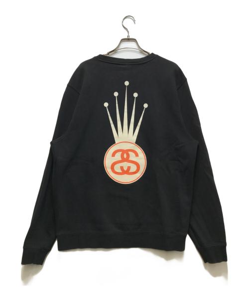 stussy（ステューシー）stussy (ステューシー) クラウンバックプリントスウェット ブラック サイズ:Ｌの古着・服飾アイテム