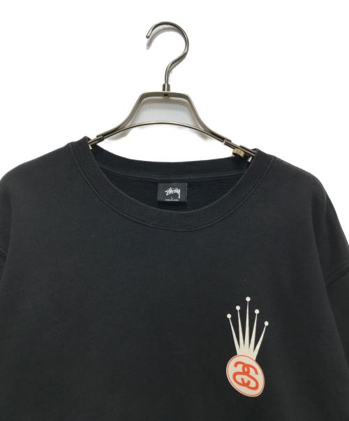 stussy（ステューシー）stussy (ステューシー) クラウンバックプリントスウェット ブラック サイズ:Ｌの古着・服飾アイテム