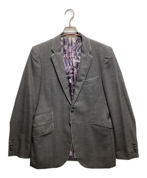 PS Paul Smith（ＰＳポールスミス）PS Paul Smith (ＰＳポールスミス) 裏地転写パイピングテーラードジャケット グレー サイズ:Lの古着・服飾アイテム