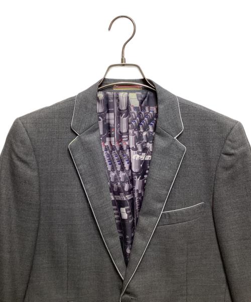 PS Paul Smith（ＰＳポールスミス）PS Paul Smith (ＰＳポールスミス) 裏地転写パイピングテーラードジャケット グレー サイズ:Lの古着・服飾アイテム