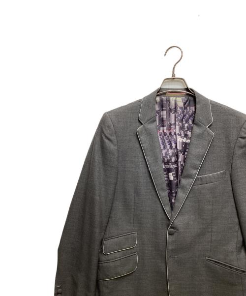 PS Paul Smith（ＰＳポールスミス）PS Paul Smith (ＰＳポールスミス) 裏地転写パイピングテーラードジャケット グレー サイズ:Lの古着・服飾アイテム