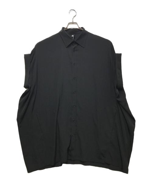 GROUND Y（グラウンドワイ）GROUND Y (グラウンドワイ) ロングドレープシャツ　GG-B04-500 ブラック サイズ:3の古着・服飾アイテム