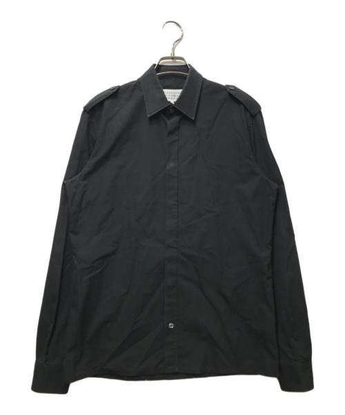 Maison Margiela（メゾンマルジェラ）Maison Margiela (メゾンマルジェラ) エポレットコットンブロード比翼シャツ ブラック サイズ:38の古着・服飾アイテム