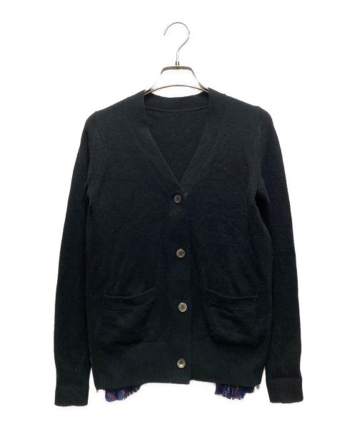 sacai（サカイ）sacai (サカイ) プリーツ ドッキング Vネックカーディガン ブラック サイズ:1の古着・服飾アイテム