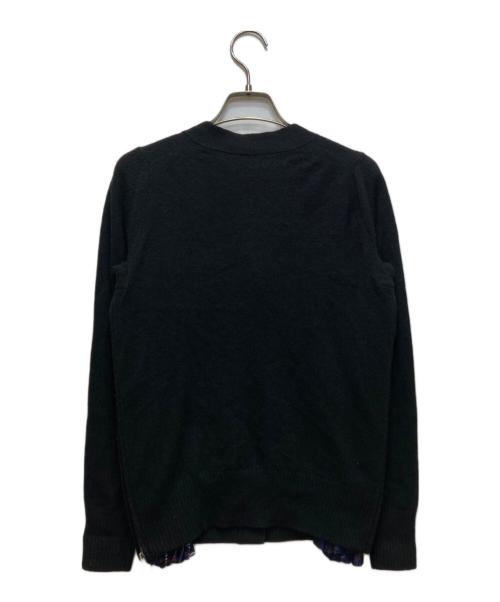 sacai（サカイ）sacai (サカイ) プリーツ ドッキング Vネックカーディガン ブラック サイズ:1の古着・服飾アイテム