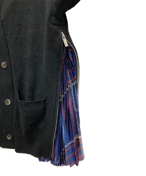 sacai（サカイ）sacai (サカイ) プリーツ ドッキング Vネックカーディガン ブラック サイズ:1の古着・服飾アイテム