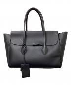 Ferragamoフェラガモ）の古着「EAST WEST TOTE BAG （イーストウエストトートバッグ）/ カーフスキン フラップトートバッグ」｜ブラック