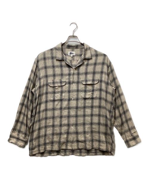 Pilgrim Surf+Supply（ピルグリム サーフサプライ）PILGRIM SURF+SUPPLY (ピルグリム サーフサプライ) Vincent Melange Ombre Shirt(ビンセントメラーンジュオンブレシャツ)　 ベージュ サイズ:XLの古着・服飾アイテム