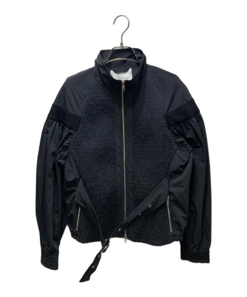 3.1 phillip lim（スリーワンフィリップリム）3.1 phillip lim (スリーワンフィリップリム) RECYCLED TECH POLY JACKET W SMOCKING(リサイクルドテックポリジャケットダブルスモーキング)　 ブラック サイズ:XSの古着・服飾アイテム