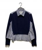 sacaiサカイ）の古着「Cotton Poplin x Knit Pullover/コットンポプリンニットプルオーバー」｜ブルー