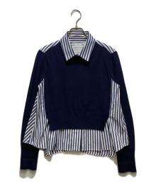 sacai（サカイ）の古着「Cotton Poplin x Knit Pullover/コットンポプリンニットプルオーバー」｜ブルー