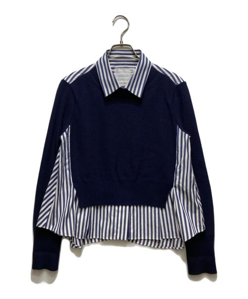 sacai（サカイ）sacai (サカイ) Cotton Poplin x Knit Pullover/コットンポプリンニットプルオーバー ブルー サイズ:1の古着・服飾アイテム