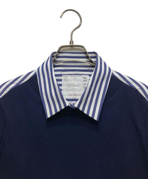 sacai（サカイ）sacai (サカイ) Cotton Poplin x Knit Pullover/コットンポプリンニットプルオーバー ブルー サイズ:1の古着・服飾アイテム