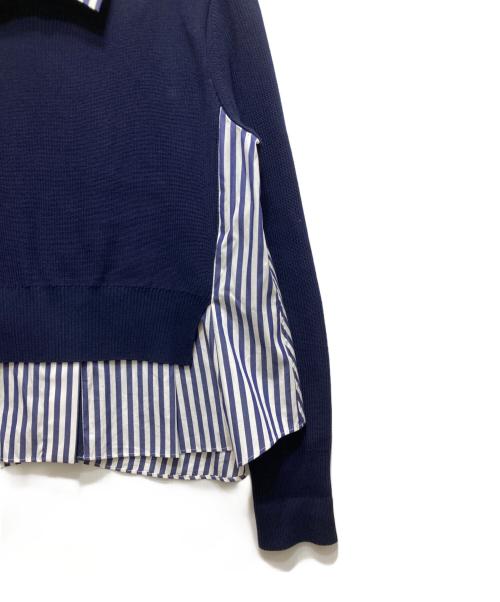 sacai（サカイ）sacai (サカイ) Cotton Poplin x Knit Pullover/コットンポプリンニットプルオーバー ブルー サイズ:1の古着・服飾アイテム