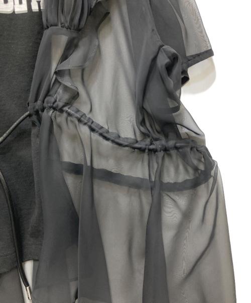 sacai（サカイ）sacai (サカイ) シフォン切替 フロントプリント レイヤードカットソー ブラック サイズ:2の古着・服飾アイテム
