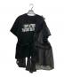 sacai（サカイ）の古着「シフォン切替 フロントプリント レイヤードカットソー」｜ブラック