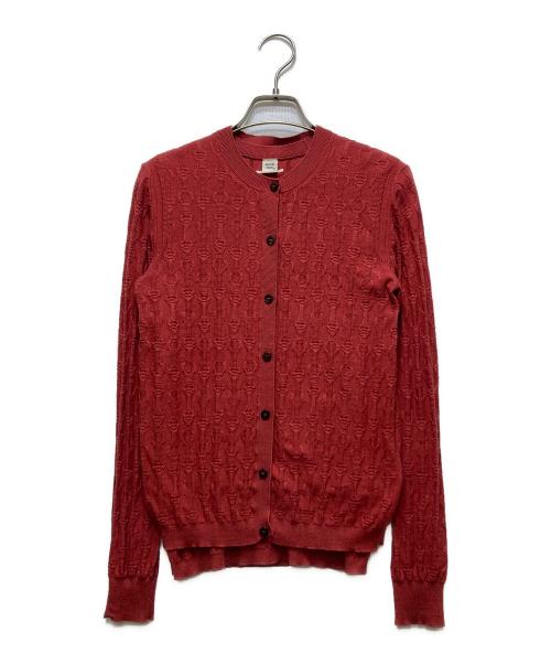 HERMES（エルメス）HERMES (エルメス) カシミヤ×シルク シェーヌダンクル アンサンブルカーディガ レッド サイズ:34の古着・服飾アイテム