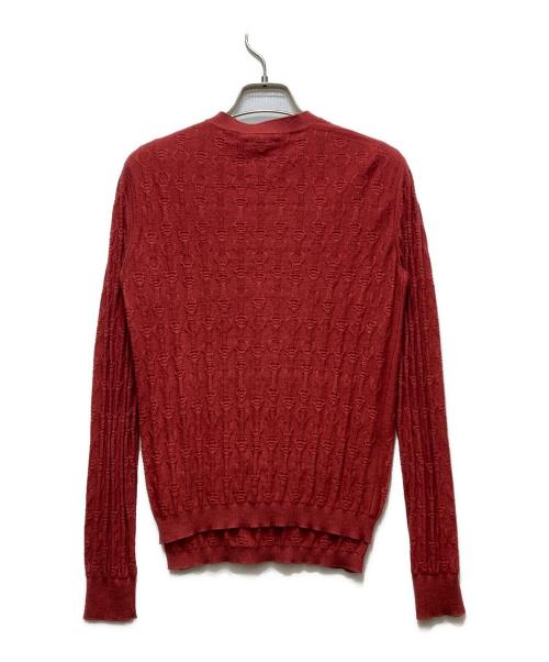 HERMES（エルメス）HERMES (エルメス) カシミヤ×シルク シェーヌダンクル アンサンブルカーディガ レッド サイズ:34の古着・服飾アイテム