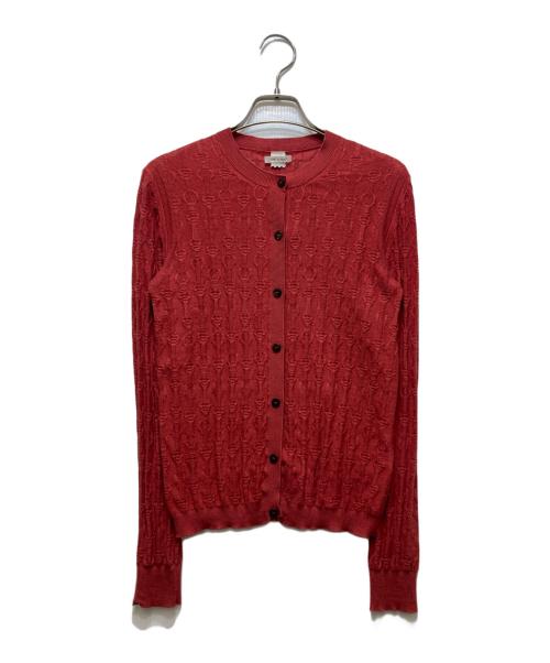 HERMES（エルメス）HERMES (エルメス) カシミヤ×シルク シェーヌダンクル アンサンブルカーディガ レッド サイズ:34の古着・服飾アイテム