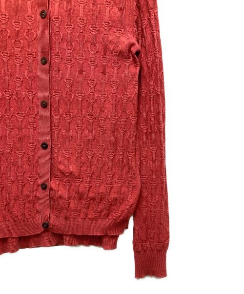 HERMES（エルメス）HERMES (エルメス) カシミヤ×シルク シェーヌダンクル アンサンブルカーディガ レッド サイズ:34の古着・服飾アイテム