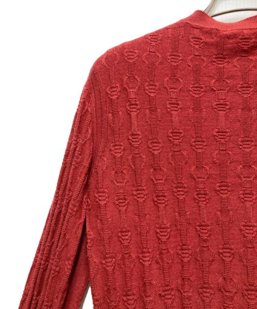 HERMES（エルメス）HERMES (エルメス) カシミヤ×シルク シェーヌダンクル アンサンブルカーディガ レッド サイズ:34の古着・服飾アイテム