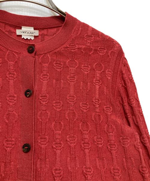 HERMES（エルメス）HERMES (エルメス) カシミヤ×シルク シェーヌダンクル アンサンブルカーディガ レッド サイズ:34の古着・服飾アイテム