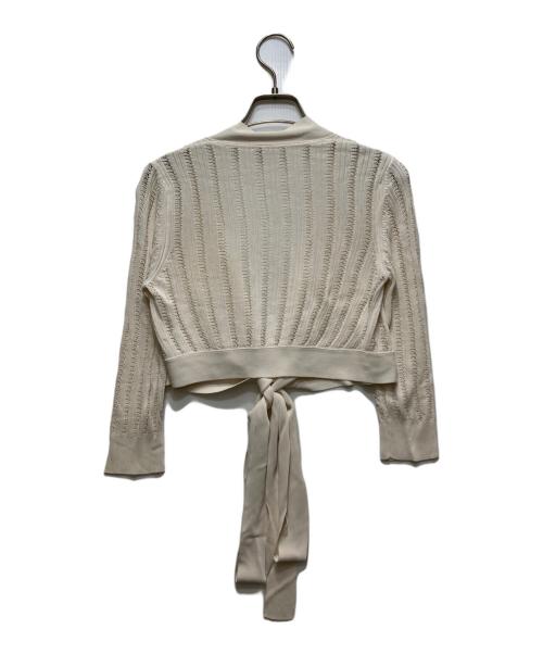 HERMES（エルメス）HERMES (エルメス) リボンタイ クロップドカーディガン ホワイト サイズ:XSの古着・服飾アイテム