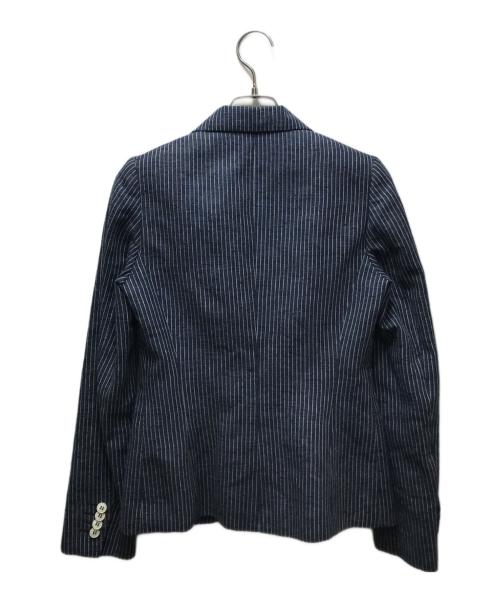 kiton（キートン）kiton (キートン) リネン×シルク ストライプ テーラードジャケット ネイビー サイズ:40の古着・服飾アイテム