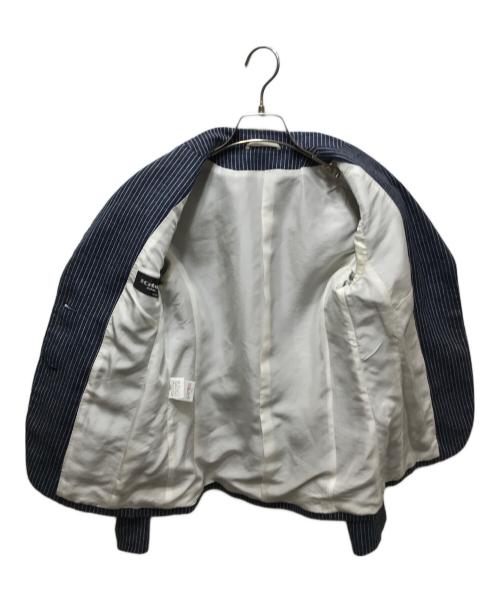 kiton（キートン）kiton (キートン) リネン×シルク ストライプ テーラードジャケット ネイビー サイズ:40の古着・服飾アイテム