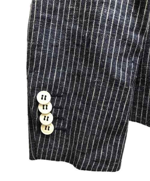 kiton（キートン）kiton (キートン) リネン×シルク ストライプ テーラードジャケット ネイビー サイズ:40の古着・服飾アイテム