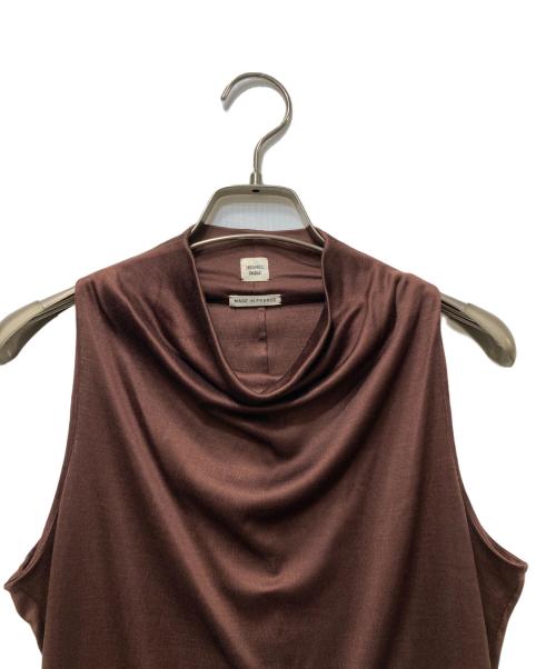 HERMES（エルメス）HERMES (エルメス) シルク ハイネックノースリーブブラウス ブラウン サイズ:34の古着・服飾アイテム