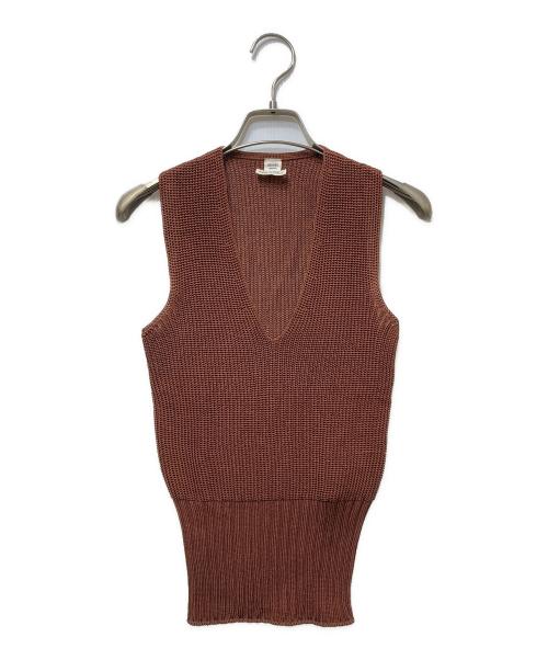 HERMES（エルメス）HERMES (エルメス) Vネックニットベスト ブラウン サイズ:34の古着・服飾アイテム