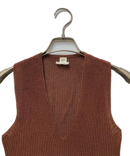 HERMES（エルメス）HERMES (エルメス) Vネックニットベスト ブラウン サイズ:34の古着・服飾アイテム
