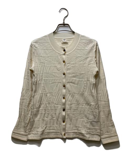 HERMES（エルメス）HERMES (エルメス) シルク混 ジャガード クルーネックカーディガン アイボリー サイズ:38の古着・服飾アイテム