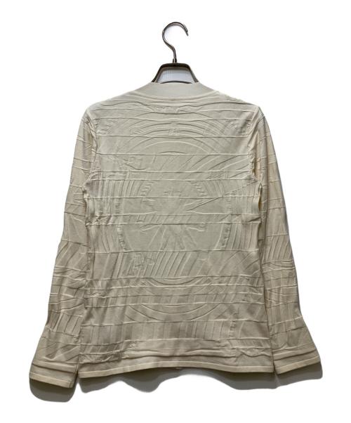 HERMES（エルメス）HERMES (エルメス) シルク混 ジャガード クルーネックカーディガン アイボリー サイズ:38の古着・服飾アイテム