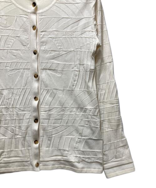 HERMES（エルメス）HERMES (エルメス) シルク混 ジャガード クルーネックカーディガン アイボリー サイズ:38の古着・服飾アイテム