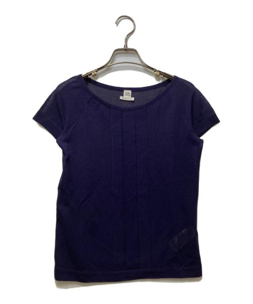HERMES（エルメス）HERMES (エルメス) シルク混 ショートスリーブニット パープル サイズ:34の古着・服飾アイテム